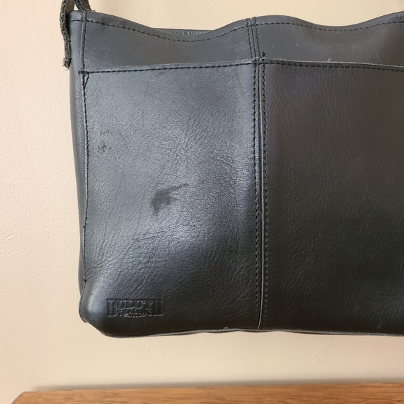 Duluth Trading black leather handbag shoulder/cross body, adjustable strap - Picture 2 of 8